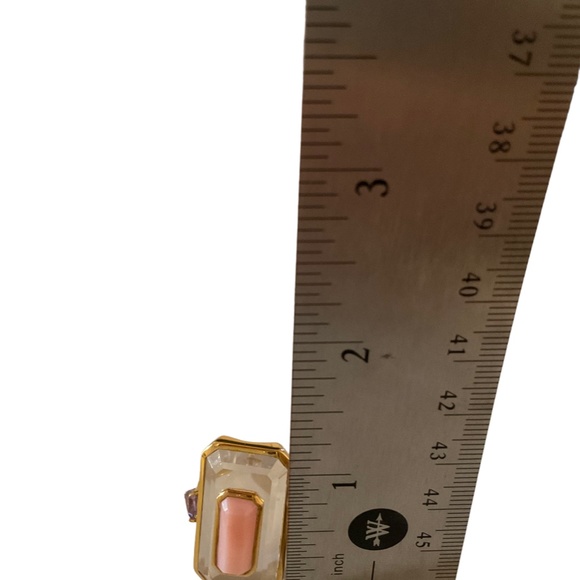 HSN Genuine Pink opal, Amethyst, and Clear Quartz Ring Size 6 3/4 - Picture 7 of 8